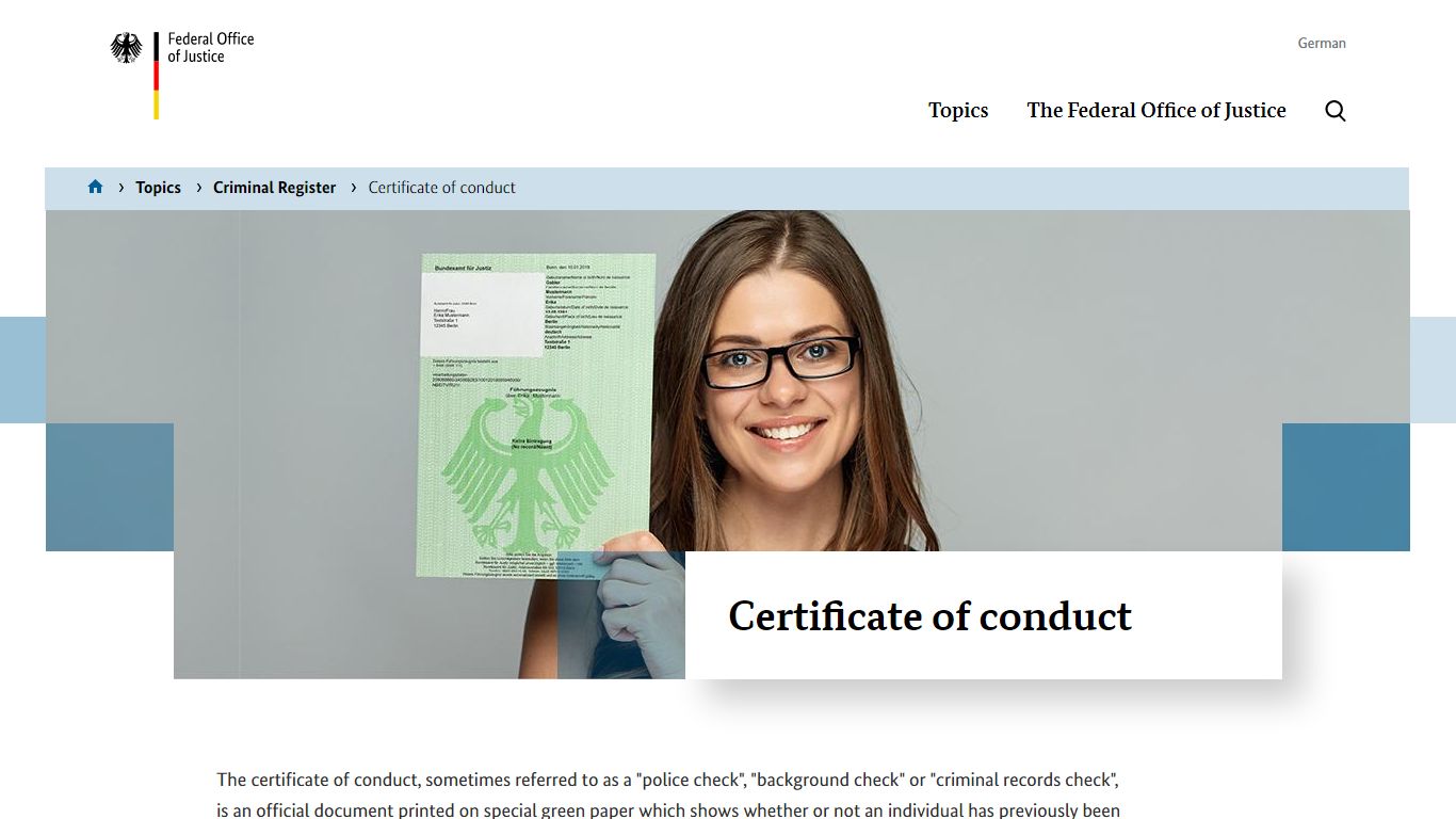 BfJ - Certificate of conduct