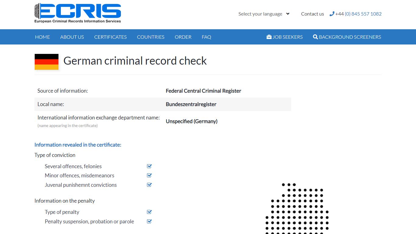 German criminal record check from Federal Central Criminal Register